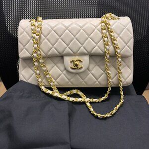 Chanel CC White Quilted Leather Handbag
